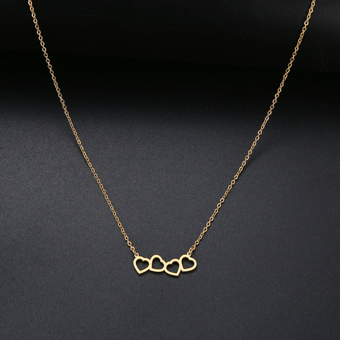 CACANA Sweet Love Connection Heart Choker Necklace Statement Girlfriend Gift Cute Gold Color Necklace Stainless Steel Jewelry ► Photo 1/2