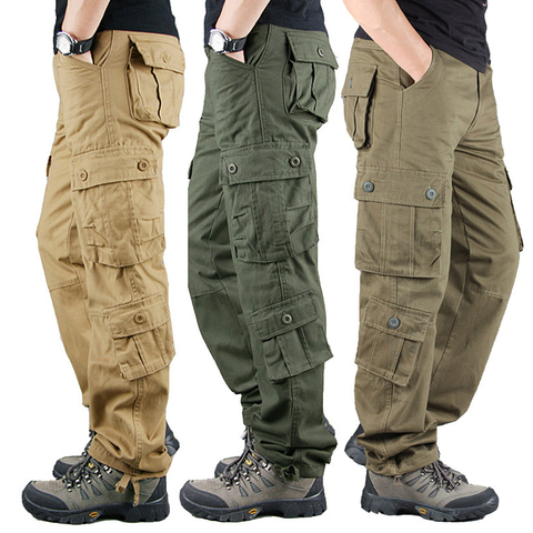 2022 Plus Size Men Outdoor Cargo Pants Multi Pocket Tactical Trousers Mens Work Out Pants Military Army Pants ► Photo 1/6