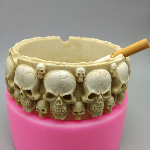 Skull Ashtray Cement Mold Silicone Mold Gypsum Chocolate Candle Soap Candy Mould Kitchen Baking Free Shipping ► Photo 1/6