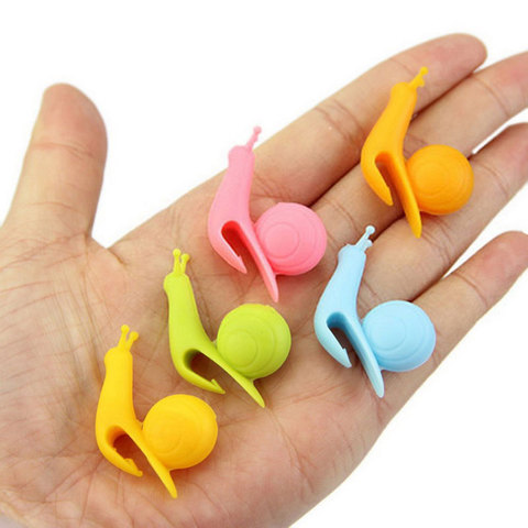 5pcs Exquisite Snail Shape Silicone Tea Bag Holder Cup Mug Candy Colors Cute ► Photo 1/6
