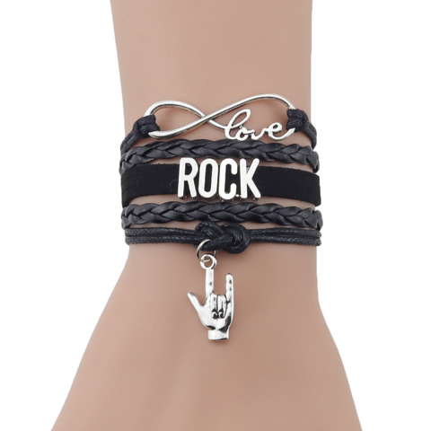 Infinity love Rock Bracelet stacks letter ID corna hand charm Music men leather braid wrap bracelets & bangles for women jewelry ► Photo 1/6