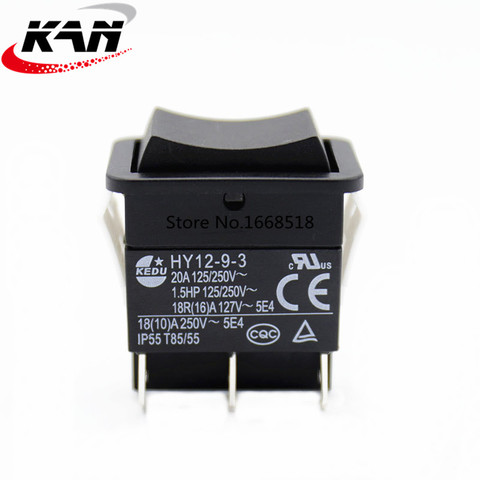 1pcs KEDU HY12-9-3 6 Pins Push Button On Off On Rocker Switch Pushbutton Switches for Electric Power Tools 125/250V 18/20A ► Photo 1/4