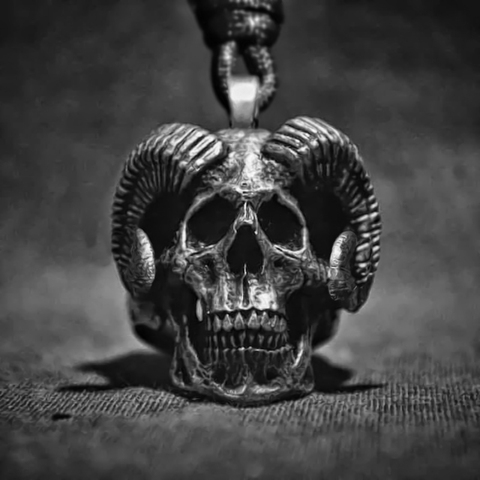 EYHIMD Gothic Devil Satan Goat Silver Color Stainless Steel Pendant Unique Charm Death Horned Skull Necklace Jewelry ► Photo 1/1