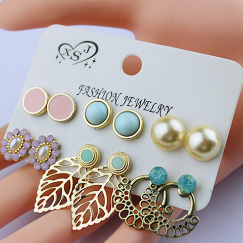 Vintage flowers leaves Earrings for Women 2022 New Fashion Cross Leaf Gold Stud Earring Set Oversize DIY Fashion Jewelry ► Photo 1/6