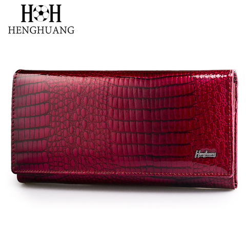 HH Brand Alligator Womens Wallets Genuine Leather Ladies Clutch Coin Purses Hasp Luxury Patent Crocodile Female Long Wallet ► Photo 1/6