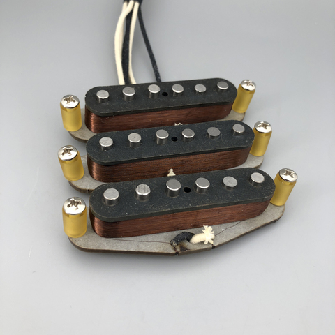 Vintage 65 SSS Handwound Alnico 5 Guitar Pickups Grey Bottom Plate N/M/B For ST guitar well ► Photo 1/6
