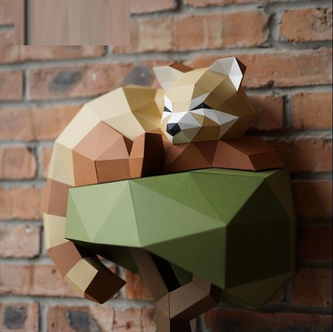 Raccoon Paper 3D DIY Material Manual Creative Home Desk Decor Props DIY Hand Made Geometric Paper Figures Craft Project ► Photo 1/2