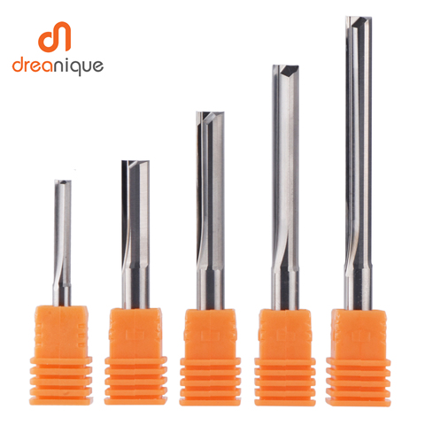 Dreanique 3.175mm 4mm 6mm 8mm Shank 2 Flute Tungsten Carbide End Mill CNC Router Bit Engraving Bit Straight Slot Milling Cutter ► Photo 1/6