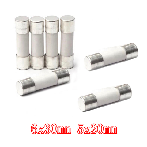 10pcs Fast blow Ceramic Fuse 5mm x 20mm 6x30  T 0.5A 1A 2A 3A 4A 5A 6A 8A 10A 13A 15A 16A 20A 30A 250V Car Cigar Microwave Oven ► Photo 1/6