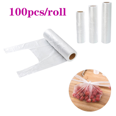 Vegetable Food Plastic Freezer Bag Roll Heavy Duty Disposable Food Storage Bag Freezer Bags Kitchen Organizer 100pcs/set ► Photo 1/6