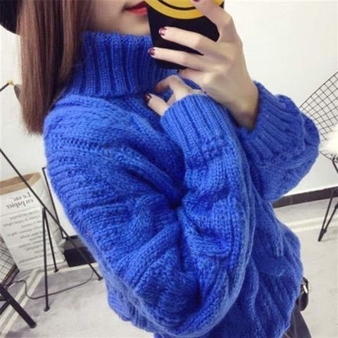 Thicken Twist Turtleneck Sweater Knitwear Women's 2022 Winter New Loose Long-sleeve Pullover Warm Short Sweater Casual Tops ► Photo 1/6