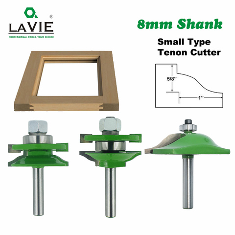 8mm Shank 3pcs Door Panel Cabinet Tenon Router Bit Cabinet Rail & Stile Set Panel Raiser Ogee Milling Cutter for Wood MC02033 ► Photo 1/6