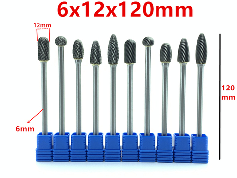 Jrealmer 6x12x120mm Long Tungsten Carbide Burrs for dremel Grinding Steel Grinding Wood Grinding ► Photo 1/5