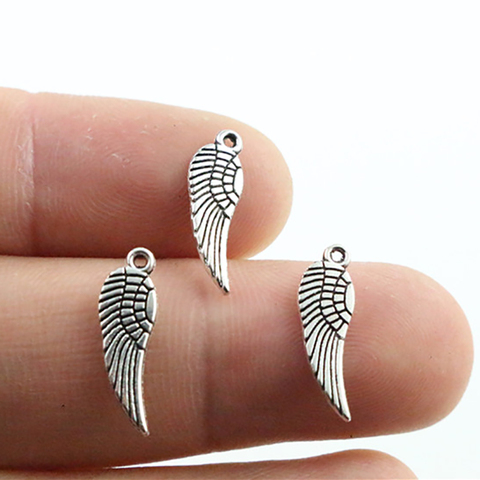17x5mm 50pcs Antique Silver Plated Wing Handmade Charms Pendant:DIY for bracelet necklace-P2-33 ► Photo 1/2
