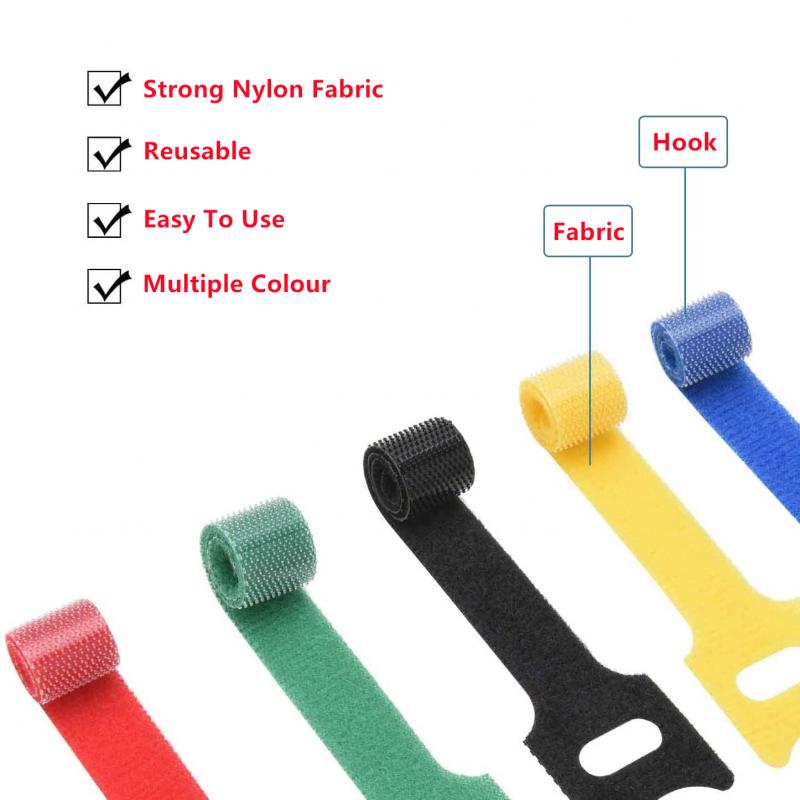 10X Phone Cable Ties Reusable Hook Loop Sticky Strap Fastener Organizer Soft