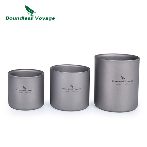 Boundless Voyage 3 in 1 Double-wall Titanium Cup Insulated Outdoor Camping Anti-scalding Mug Tableware 120ml 180ml 300ml ► Photo 1/6