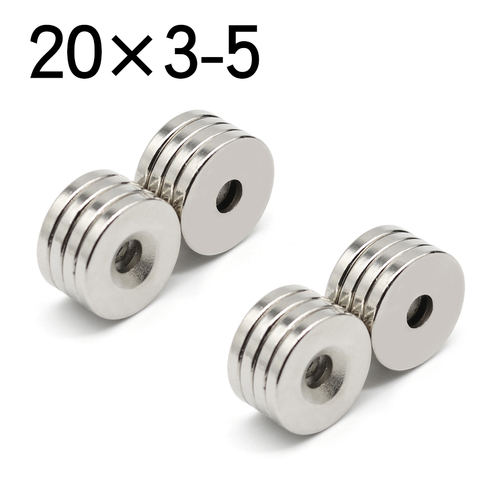 5/10/20/50 Pcs 20x3-5 Round NdFeB Neodymium Magnet N35 Super Powerful Small imanes Permanent Magnetic Disc 20x3 Hole 5 ► Photo 1/6