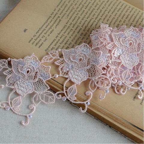 1 Meter/lot 7cm Width Water Soluble Embroidery Lace Trim Pink White Beige Venise African Lace Fabric ► Photo 1/6