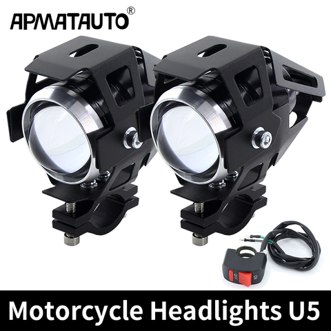 Motorcycle Headlights U5 led moto light DRL Headlamp Motorbike auxiliary Lamp Fog Spotlights For suzuki ltz 400 12V white switch ► Photo 1/6