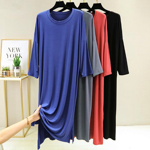 New Cotton Nightgown Women Nightdress Modal Loose Sleep Wear 3/4 Sleeve Casual Ladies Nightwear Sleepshirts Spring Autumn Dress ► Photo 1/6