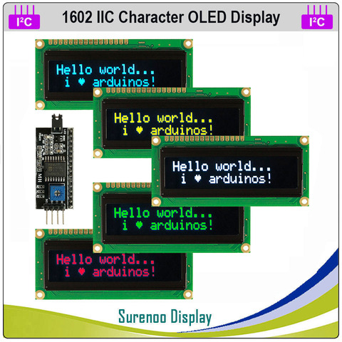 Real OLED Display, IIC/I2C/TWI 1602 162 16*2 Serial Character LCD Module Display Screen LCM ► Photo 1/4