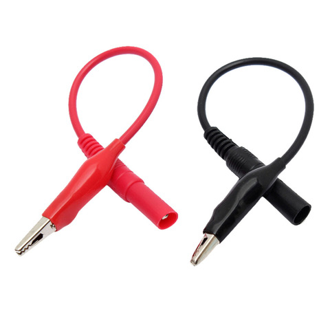 2pcs Red+Black Banana Plug To Shrouded Copper Electrical Clamp Alligator Clip Test Cable Leads For Multimeter Testing Probe ► Photo 1/5