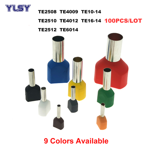 100Pcs Dual Wire Tube Insutated Cord End Crimp Termina TE2508~16-14 Electric Double Terminals Cable Copper Ferrules 2.5~16mm² ► Photo 1/6