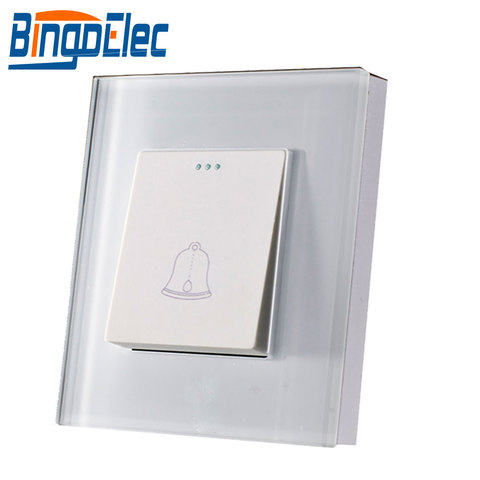 Bingoelec EU/UK Standard CE Certification White Crystal Glass Doorbell Switch Push Button Bell Switch Wall Switch Glass Frame ► Photo 1/4