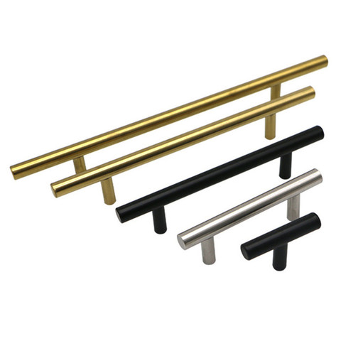 Black Gold Brushed Straight Cupboard Handles Knobs Stainless Steel Brushed Black Gold Kitchen Door Handles Cabinet Pull ► Photo 1/6
