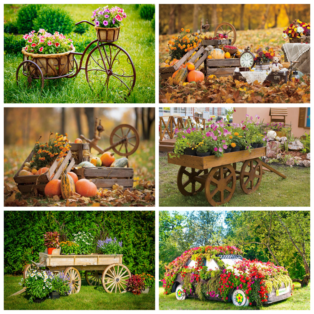 Yeele Garden Cart Flowerpot Portrait Scene Party Photography Background Customized Vinyl Photographic Backdrops For Photo Studio ► Photo 1/6