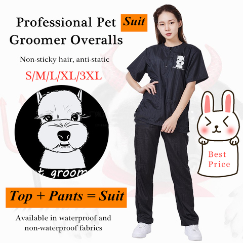 S/M/L/XL/3XL Pet Groomer Waterproof Uniform Suit Cut Pet Hair Breathable Soft Pet Beautician Overalls Set Pro Groomer Robe G0708 ► Photo 1/6