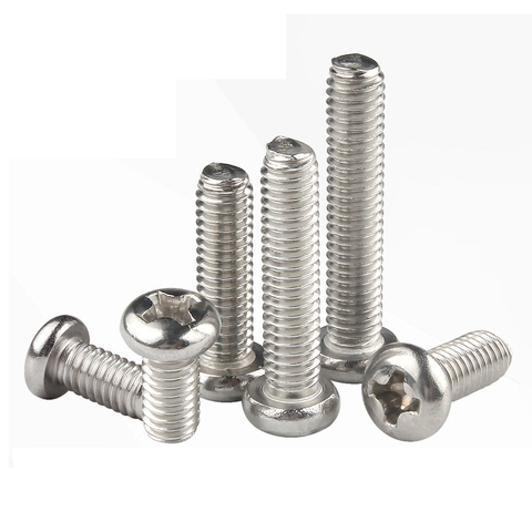 10/50 M2 M2.5 M3 M3.5 M4 M5 M6 M8 A2 304 Stainless steel Cross Round Phillips Pan Head Screw Bolt  Length 3-100mm Metal Screws ► Photo 1/1