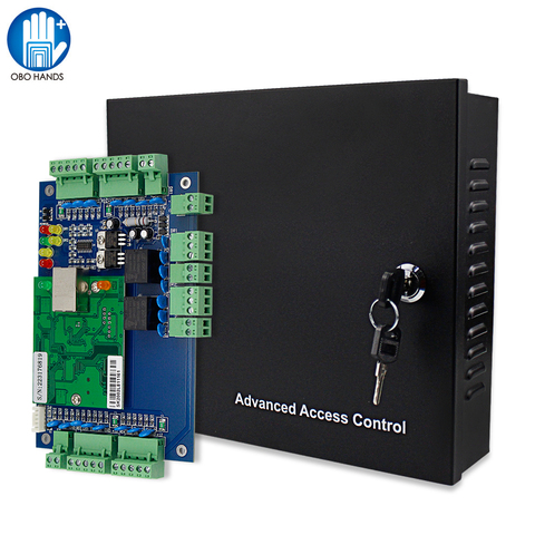 Four Doors Network TCP/IP Wiegand Access Control Board Panel with Software RFID Entry System DC12V Power Supply Box for 1/2 Door ► Photo 1/1