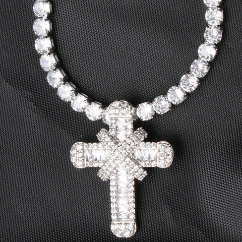 Hip hop16/18/20/24 inch tennis chain Hip hop cross pendant necklace ice out men women fashion jewelry ► Photo 1/6