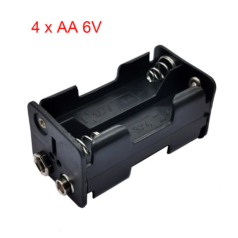 4 X AA 6V Battery Holder AA Batteries Black Plastic Storage Box Case Dual Layers With 9V Connector ► Photo 1/4