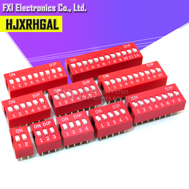 20PCS Red 2.54mm Pitch 6-Bit 6 Positions Ways Slide Type DIP Switch