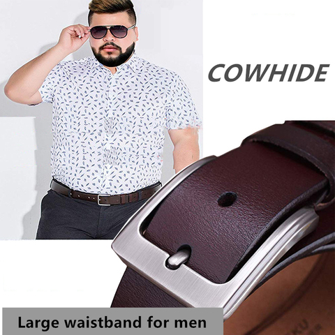 Man Plus Size Belt Cowhide Leather 150cm Obesity Waistband Alloy Buckle 3.8CM Men Jeans Belts Lengthened Size 130cm 140cm 160cm ► Photo 1/5