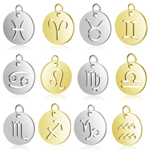 5 Pieces 12 Constellation Zodiac Signs Charm Wholesale 100% Stainless Steel AAAAA Quality Pendants DIY Jewelry Charms ► Photo 1/6