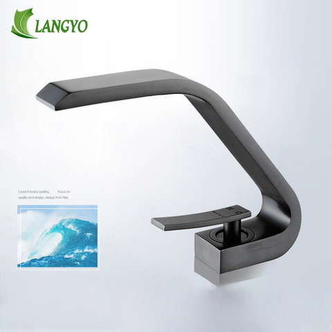 LANGYO New Bath Basin Faucet Brass Chrome Faucet Brush Nickel Sink Mixer Tap Vanity Hot Cold Water BLACK Bathroom Faucets ► Photo 1/6