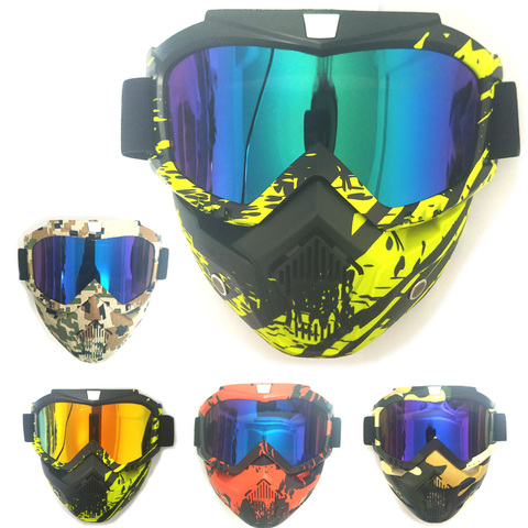 Men Women Modular Ski Snowboard Mask Snowmobile Skiing Goggles Windproof Motocross Glasses Safety Goggles with Mouth Filter ► Photo 1/6