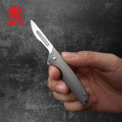 Mini Titanium Alloy Carving Knife EDC Tool Outdoor Multifunctional Folding Scalpel No Knife ► Photo 1/6