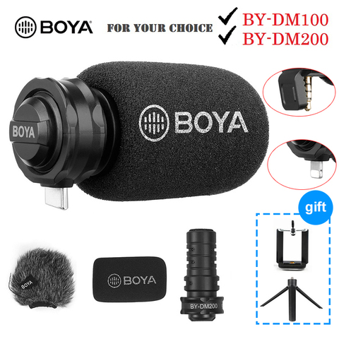 BOYA BY DM100 DM200 A7H Digital Condenser Stereo Mic Microphone for iPhone  Samsung Type C Android Phones iPad iPod 3.5mm ► Photo 1/6