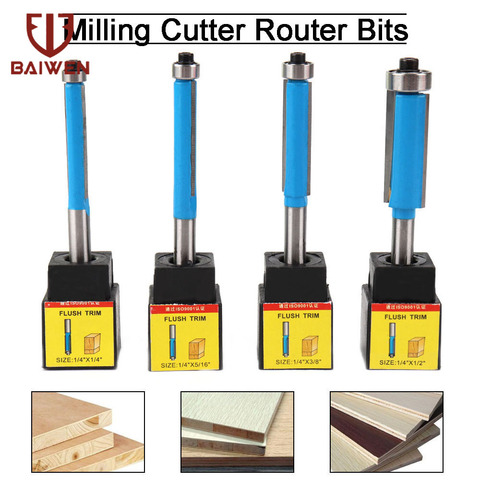 Trimming Router Bit Set 1/4'' Shank with Bearing Tungsten Carbide Milling Cutter Bit 6mm Shank for Wood Cutter Milling Tools ► Photo 1/6