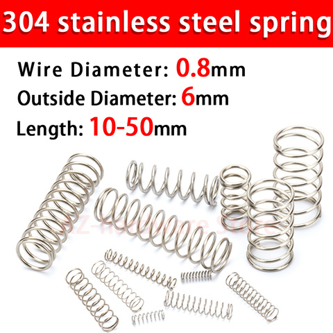 304 stainless steel compression spring return spring steel Wire Diameter 0.8mm outside diameter 6mm pressure spring 10 Pcs ► Photo 1/6