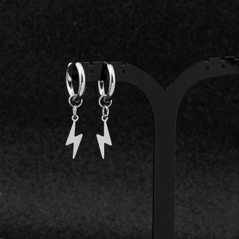 2022 Simple lightning stainless steel Pendant Earrings Korean kpop Charm Ear For Women Man Christmas Gift Jewelry ► Photo 1/6