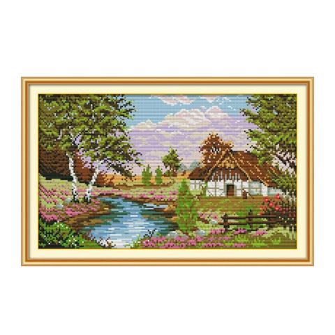 The scenery of the countryside (1) cross stitch kit 14ct 11ct count printed canvas stitching embroidery DIY handmade needlework ► Photo 1/1