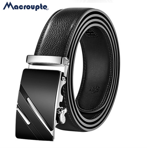 2022 leather Quality Automatic Buckle black Belts Cummerbunds cinturon hombre Men Belt Male Genuine Leather Strap Belts For Men ► Photo 1/6