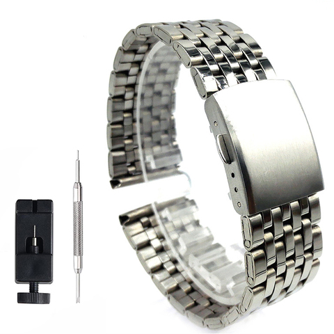 Watch Strap 20mm 22mm Stainless Steel Metal Watchband Replacement Wrist Strap Bracelet Silver Watch Accessories ► Photo 1/6