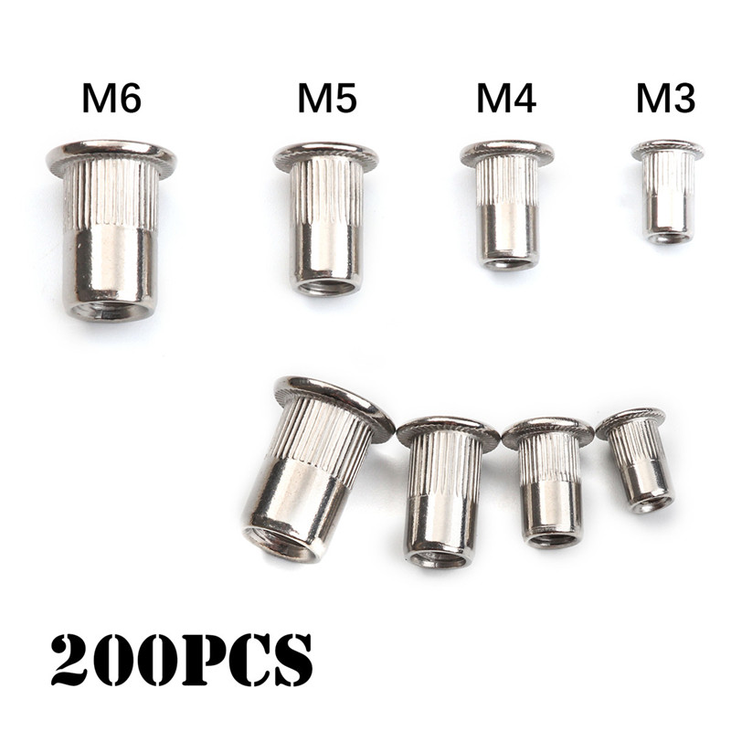 Pack of 50 M5 Flat Head Rivet Nut Insert 304 Stainless Steel Rivet Nut Threaded Insert 