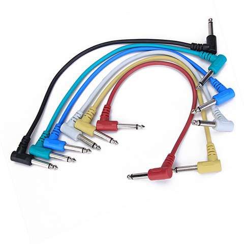 6Pcs Effect Pedal Audio Plug Patch Cable Lead Angle w/ Right Angle 90 Degree Connectors for Bass Guitar Cord ► Photo 1/6